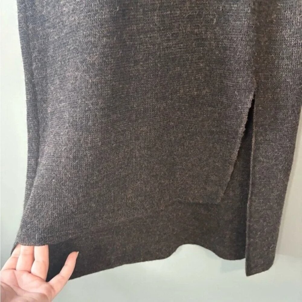 ZARA Knit HIGH NECK Midi Turtleneck Dress BROWN Size S Alpaca/Wool, Italian Yarn - Picture 6 of 7